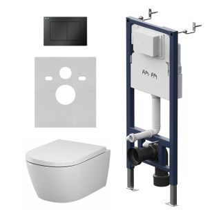 Инсталляция Am.Pm PrimeFit IS90238.601901 с подвесным унитазом Aquaspin и чёрной клавишей смыва