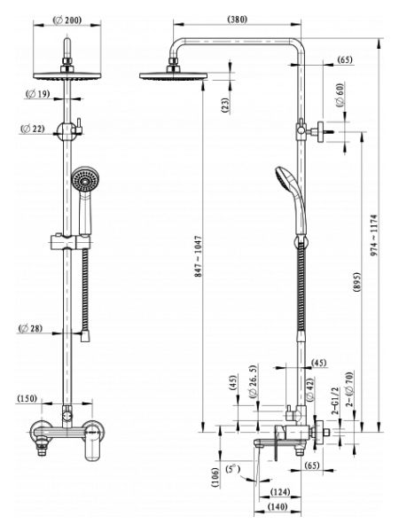 Душевая стойка Bravat Opal С F6125183CP-A1-RUS Душевая стойка Bravat Opal С F6125183CP-A1-RUS