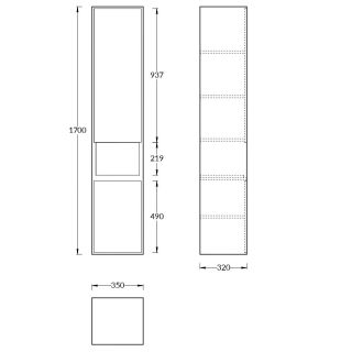 Kerama Marazzi Пенал PLAZA MODERN PLB.M.170\WHT 170 см Kerama Marazzi Пенал PLAZA MODERN PLB.M.170\WHT 170 см