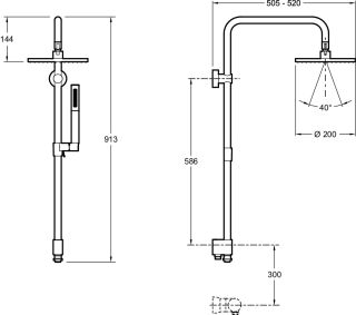 Душевая стойка Jacob Delafon EO E11715-CP с круглым верхним душем