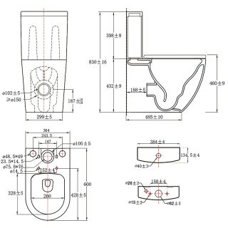 Унитаз напольный Azario Luma AZ-1253ST безободковый торнадо белый