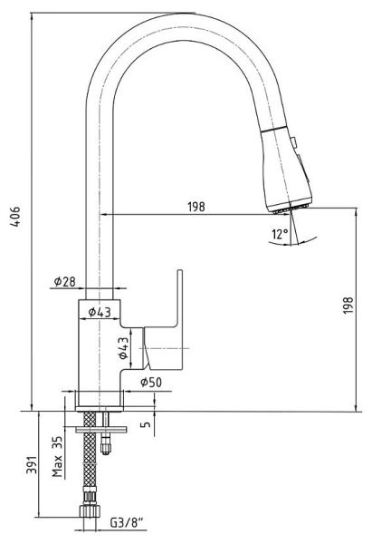Смеситель для кухни E.C.A. Nita 102118107EX хром Смеситель для кухни E.C.A. Nita 102118107EX хром