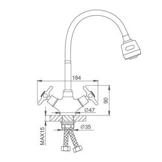 Смеситель для кухни Splenka S80.43 с гибким изливом и режимом душ хром