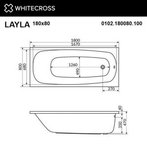 Гидромассажная ванна WHITECROSS Layla 0102.180080.100.LINE.WH 180x80 см Line белый