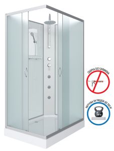 Душевая кабина Niagara NG-43085-14QBKTG с гидромассажем 100x80см серебро/матовое