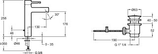 Смеситель для раковины Jacob Delafon CUFF E37303-CP высокий