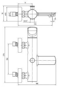 Смеситель для ванны E.C.A. Myra 104502470EX чёрный