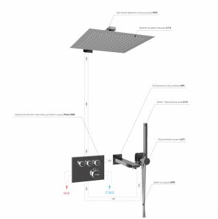 Душевой комплект WasserKRAFT Sauer Thermo A7158.183.261.280.197.281.187 T с термостатом золото