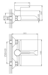 Смеситель для ванны Haiba HB60805-7 чёрный матовый