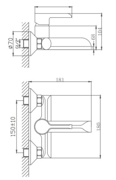 Смеситель для ванны Haiba HB60805-7 чёрный матовый