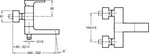 Смеситель для ванны  Jacob Delafon STRAYT E45370-CP