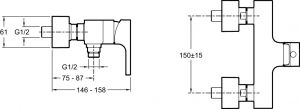 Смеситель для душа  Jacob Delafon STRAYT E45371-CP