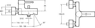 Смеситель для ванны  Jacob Delafon CUFF E45532-CP Смеситель для ванны  Jacob Delafon CUFF E45532-CP