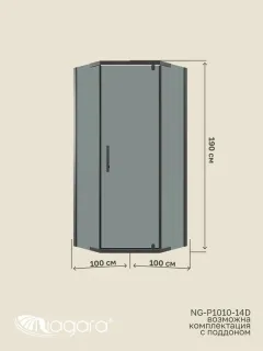 Душевой уголок Niagara Eco NG-1010-14DT 100x100 см профиль чёрный стекло тонированное