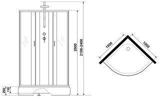 Душевая кабина Niagara NG-3302-14BKT 100x100см серебро/матовое