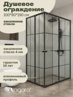Душевой уголок Niagara Eco NG-1018-14QKL 100x80 см профиль чёрный стекло клетка
