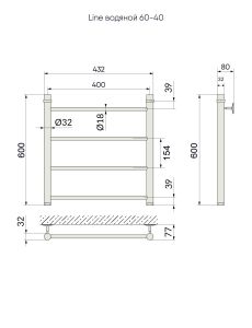 Полотенцесушитель водяной Indigo Line LLW60-40 60x40 см хром