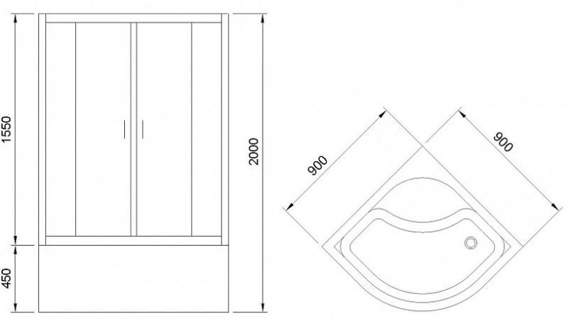 Душевая кабина Royal Bath Pegas стекло прозрачное 86x86см P506 б/к
