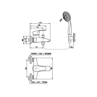 Смеситель для ванны Rav Slezak Kongo K054.5/1 хром