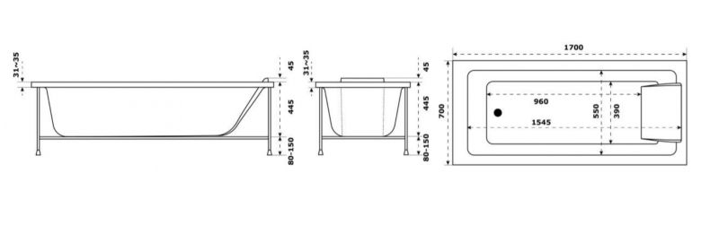 Акриловая ванна Jacob Delafon SOFA E60518RU-00 170 x 70