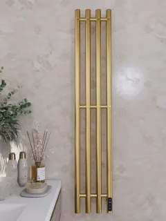 Полотенцесушитель электрический APEXTERMO Луна LN10113GLB 110x18 см с крючками золото матовое