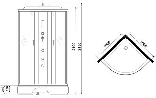 Душевая кабина Niagara NG-3302-14F с гидромассажем 100x100см серебро/матовое