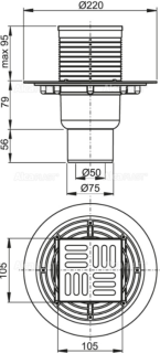 Сливной трап AlcaPlast 105 ? 105/50мм решетка - хром APV201