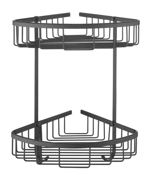 Полка металлическая угловая двухъярусная Rose RW12H чёрный