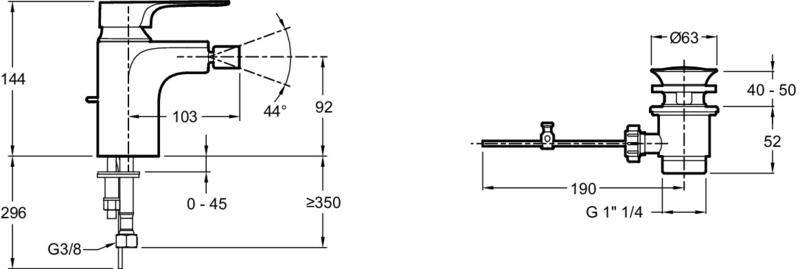 Смеситель для биде  Jacob Delafon ALEO+ E72316-CP
