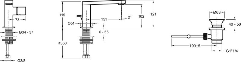 Смеситель для раковины Jacob Delafon COMPOSED E73050-CP Смеситель для раковины Jacob Delafon COMPOSED E73050-CP