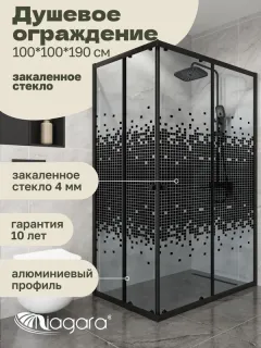 Душевой уголок Niagara Eco NG-1012-14QBLACK 120x80 см профиль чёрный стекло мозаика