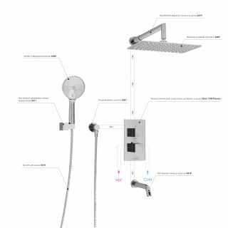Душевой комплект WasserKRAFT АIme Thermo A171519 T с термостатом хром