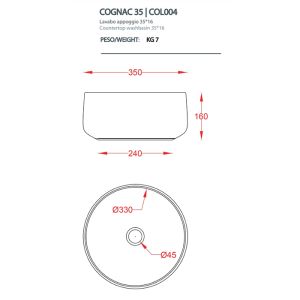 Раковина ArtCeram Cognac COL006 40 00 tortora 43 см