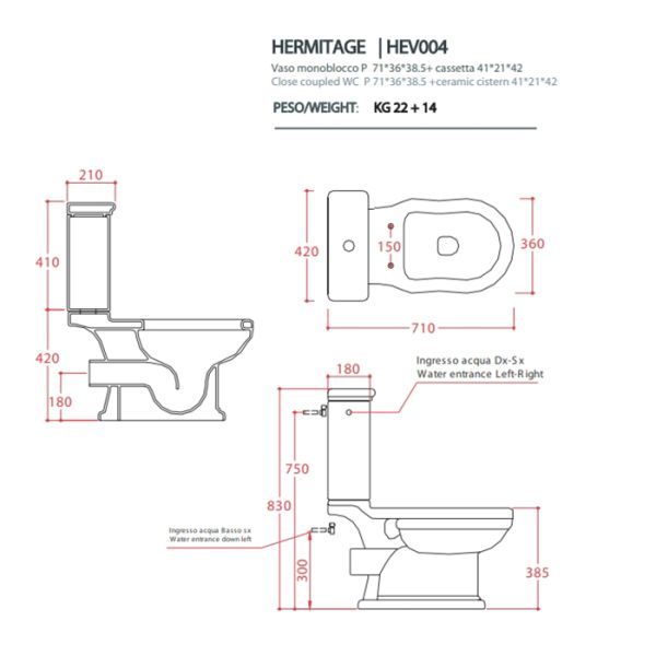 Унитаз Artceram HERMITAGE HEV004 01 00 белый