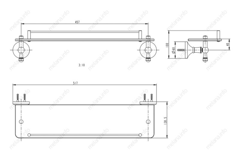 Полка стеклянная Melana MLN-821004 золото