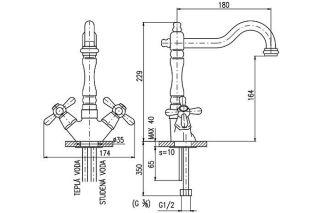 Смеситель для кухни Rav Slezak Morava Retro MK320.5/8CMATSM черный бронза