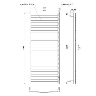 Полотенцесушитель электрический APEXTERMO Умбра UM00125BM 120x50 см чёрный матовый