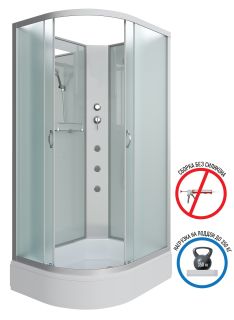 Душевая кабина Niagara NG-33984-14RBKG с гидромассажем 90x80см серебро/матовое