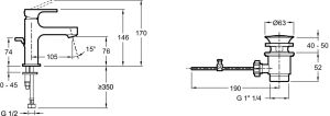 Смеситель для раковины Jacob Delafon STRAYT E8776-CP