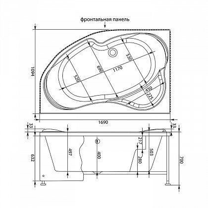Каркас сварной для акриловой ванны Aquanet Capri 170x110 L