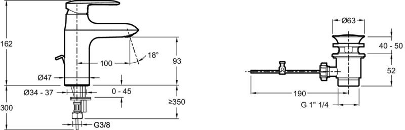 Смеситель для раковины Jacob Delafon KUMIN E98827-CP Comfort size