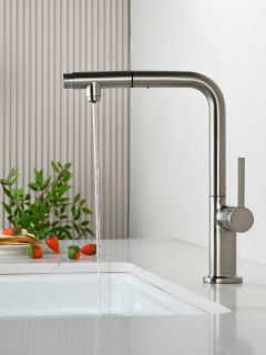 Смеситель для кухни AQUAme Cucina AQM9903BN с выдвижным изливом никель брашированный