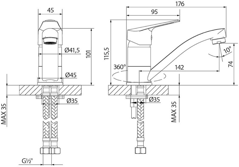 Смеситель для раковины Lemark Partner LM6507C хром