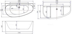 Акриловая ванна Allen Brau Priority 2.31005.21A/AM 160x78 см