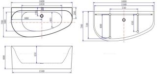 Акриловая ванна Allen Brau Priority 2.31005.21A/AM 160x78 см