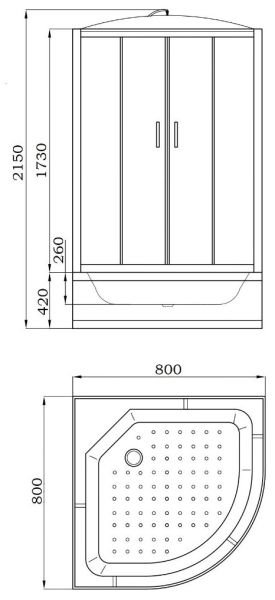 Душевая кабина Parly 80x80см EF821