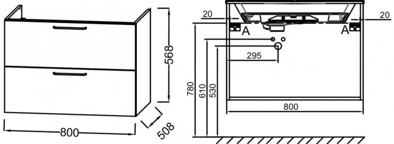 Тумба под раковину Jacob Delafon ODEON RIVE GAUCHE EB2522-R5-E52 ручки хром