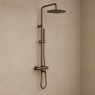 Душевая стойка WasserKRAFT Muritz Thermo 98101.116.137BRG с термостатическим смесителем розовое золото матовое