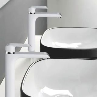 Смеситель для раковины Rose R2111F белый/хром Смеситель для раковины Rose R2111F белый/хром