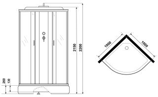 Душевая кабина Niagara NG-6702-14G с гидромассажем 100x100см чёрный/прозрачное
